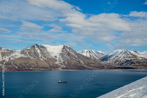 Snowy mountains in Svalbard