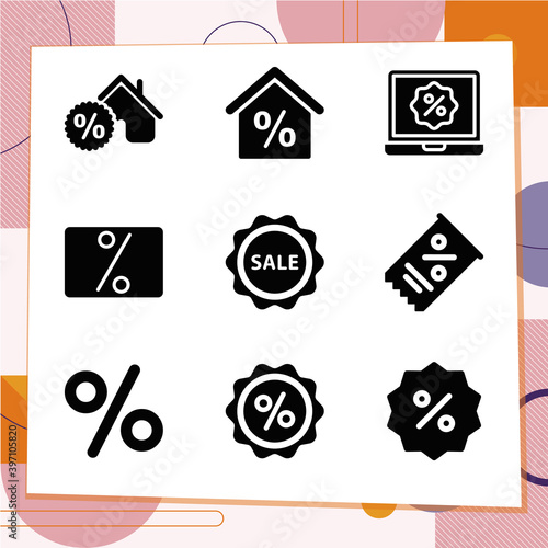 Simple set of 9 icons related to brush aside