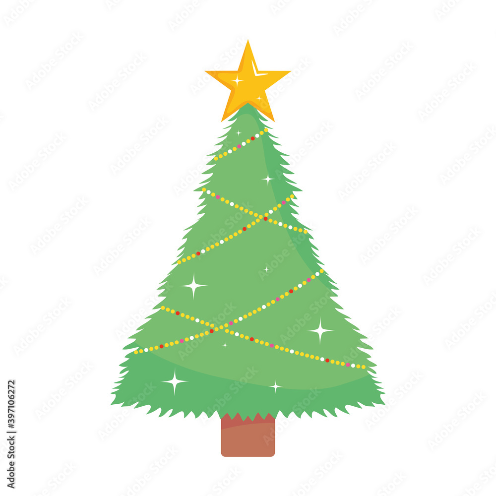 Fototapeta premium merry christmas pine tree with star vector design