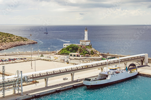 Lighthouse of the port of Ibiza, Spain