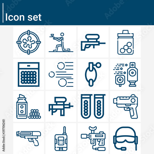 Simple set of paintball related lineal icons.