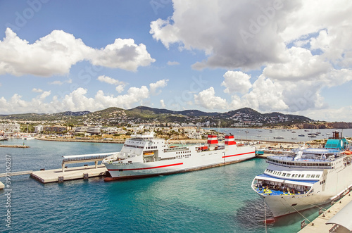 Ferries in the port of Ibiza, Spain photo