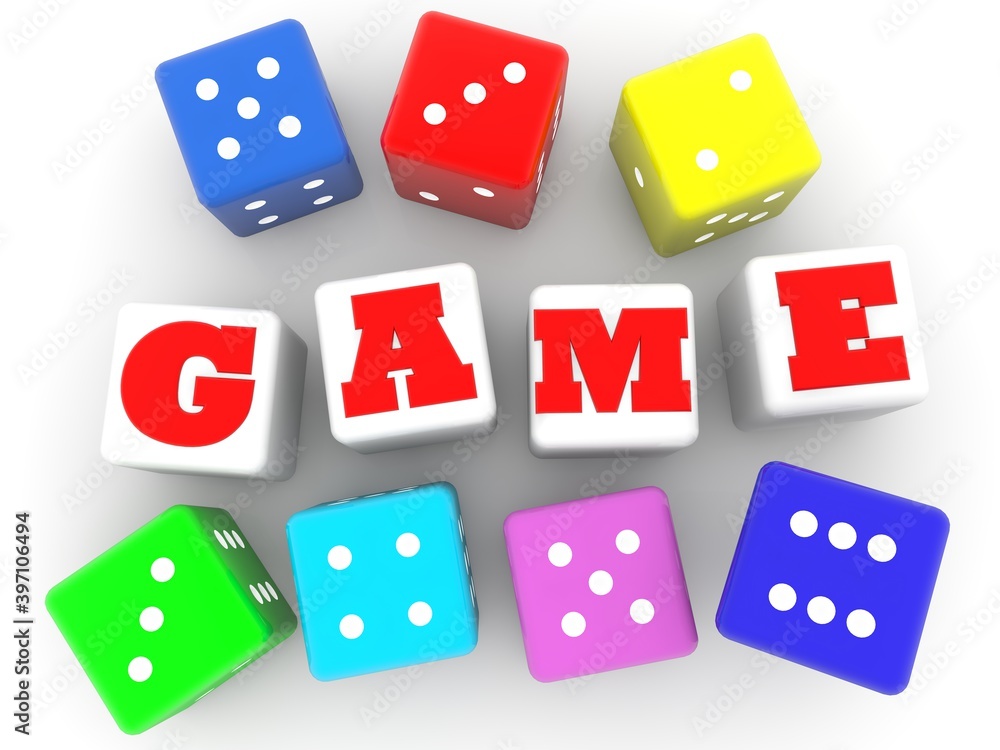 GAME concept with colored dice GAME concept with colored dice