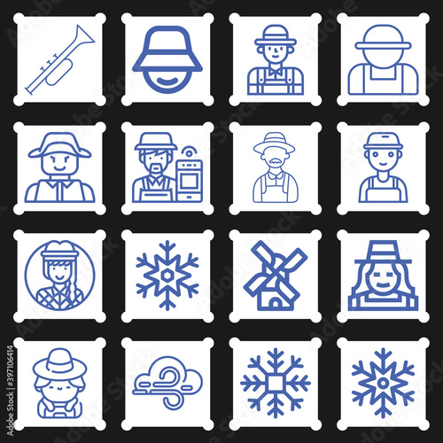 16 pack of farms  lineal web icons set
