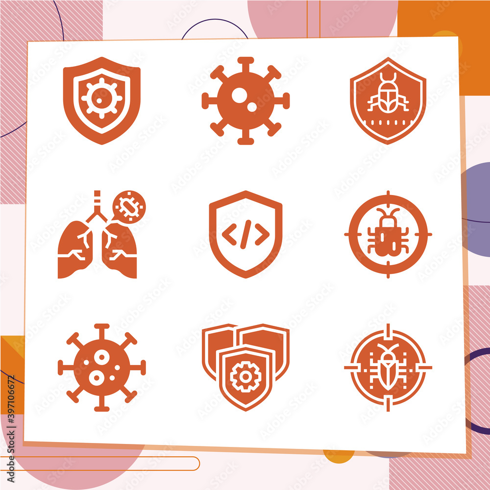 Simple set of 9 icons related to herpes Simple set of 9 icons related to herpes