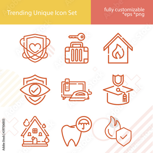 Simple set of floating policy related lineal icons.
