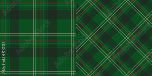 Green tartan plaid collection. Textile pattern design for pillows, shirts, dresses, tablecloth etc.