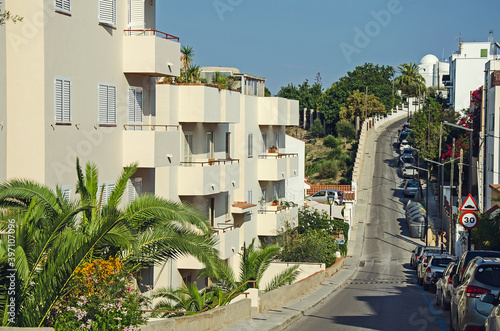 Empty street and road on the Ibiza, Spain