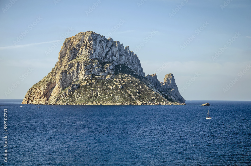 Lonely rocky island near to Ibiza, Spain