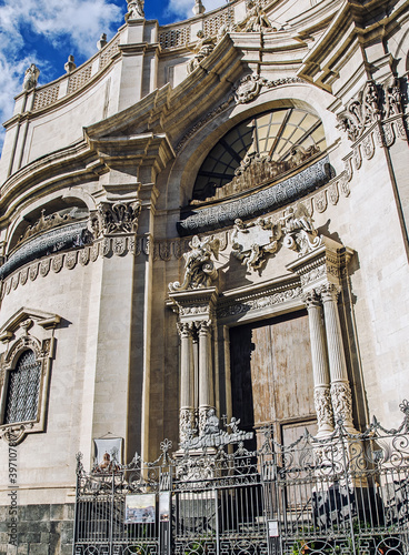 Beautiful architecture of the cathedral in Catania, Italy photo