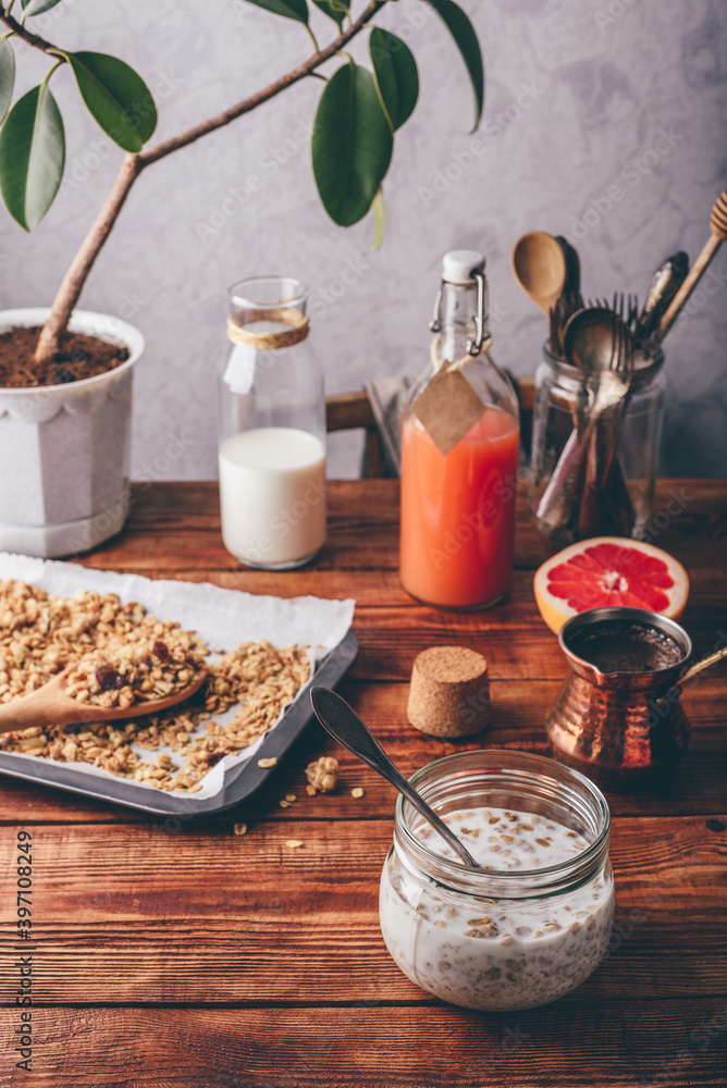 Healthy breakfast with muesli Healthy breakfast with muesli