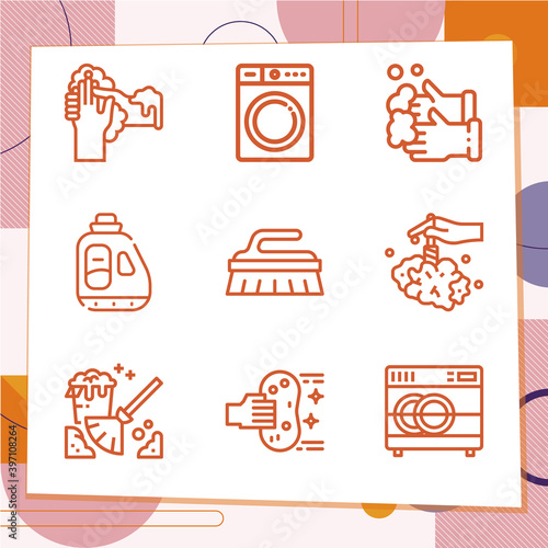 Simple set of 9 icons related to cleaned
