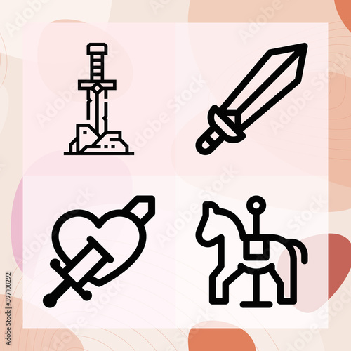 Simple set of cavalry related lineal icons
