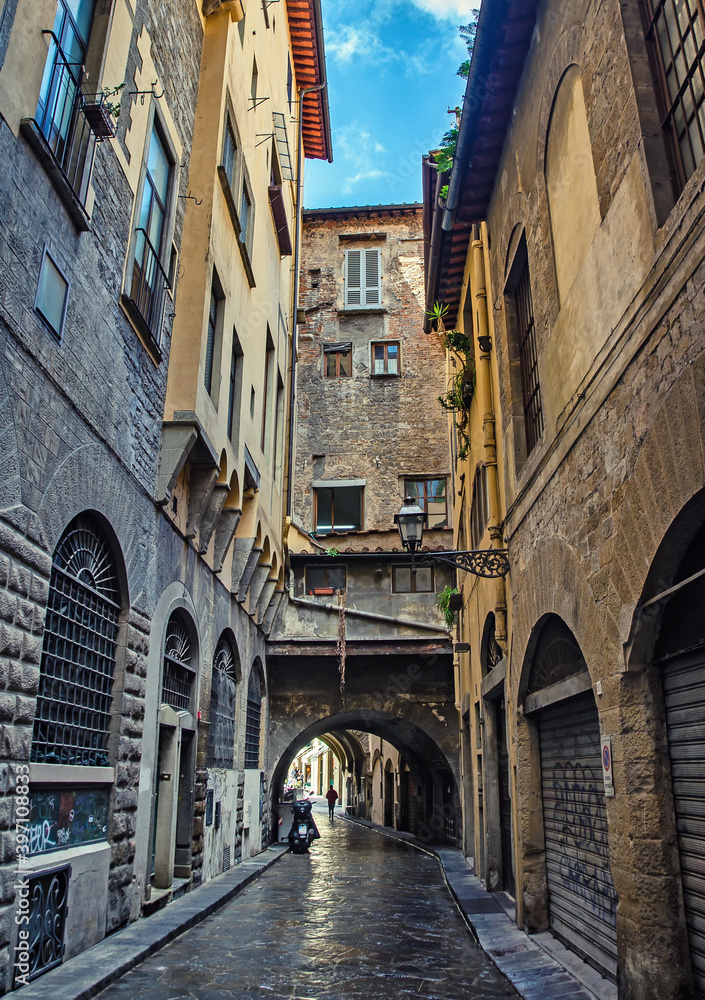 Old street of city of Florence, Italy