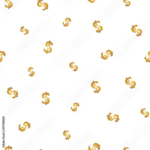 Seamless pattern with gold dollar signs. 
