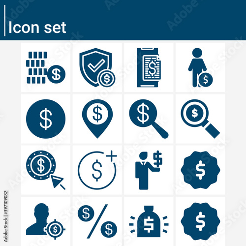 Simple set of government note related filled icons.