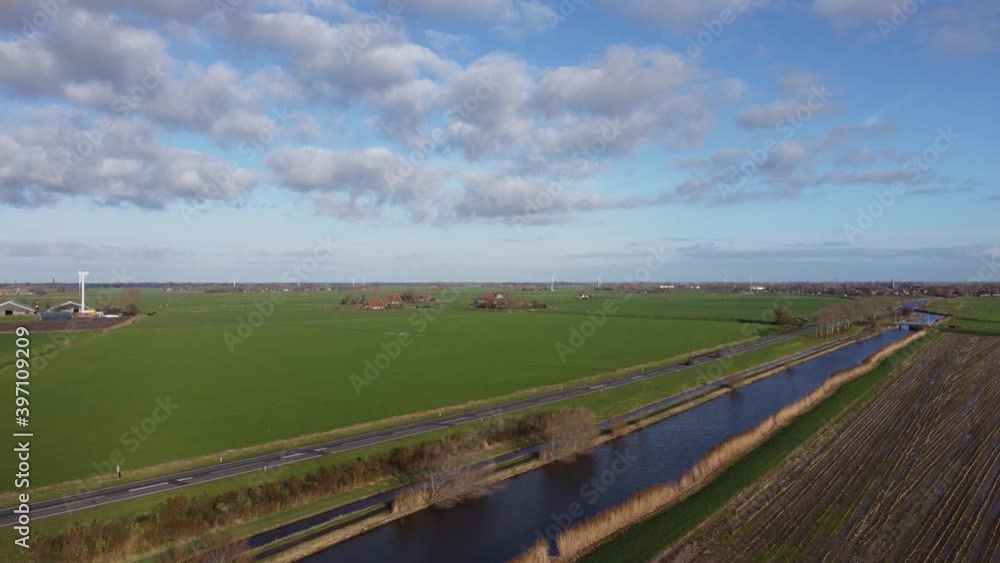 Aerial view from a windmill around Wommels in Friesland The Netherlands Aerial view from a windmill around Wommels in Friesland The Netherlands
