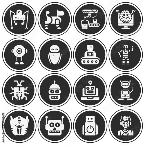 16 pack of programmed filled web icons set