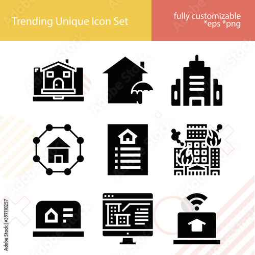 Simple set of landed related filled icons.