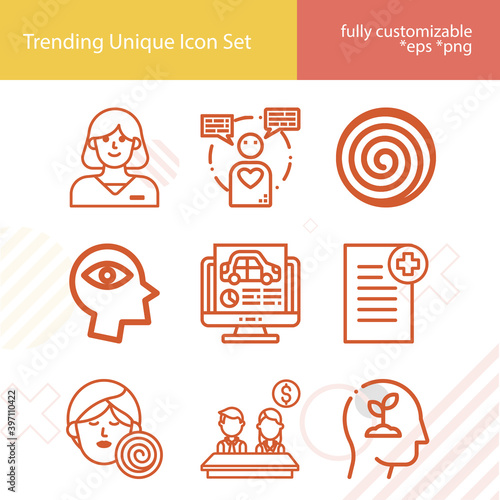 Simple set of psychologist related lineal icons.