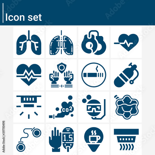 Simple set of breathing related filled icons.