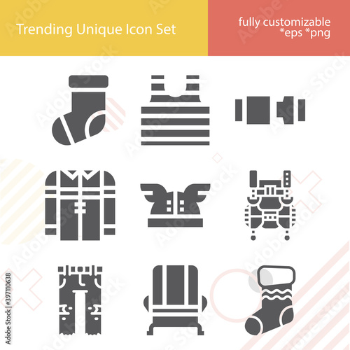 Simple set of pants related filled icons.