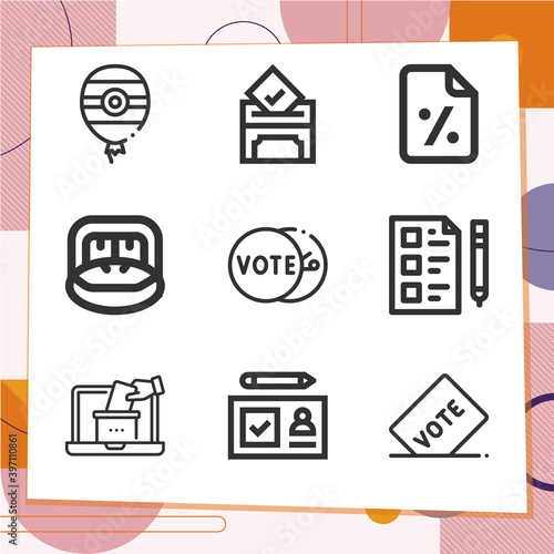 Simple set of 9 icons related to democrat