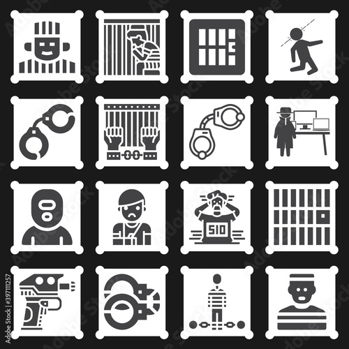 16 pack of prisoner  filled web icons set
