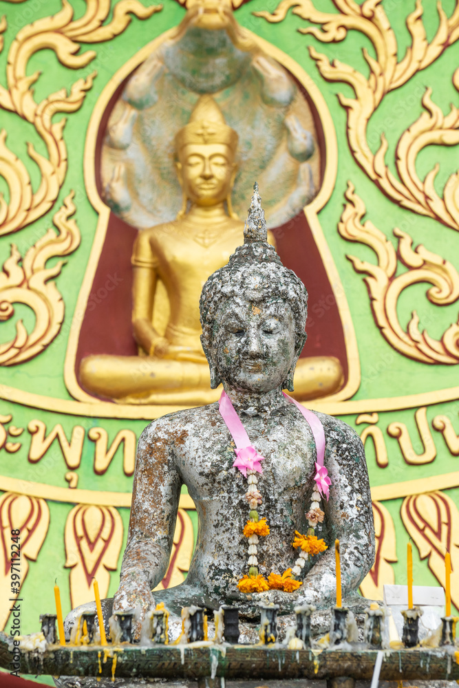 Buddha sculptures in colorful temple of Thailand, very traditional Buddha sculptures in colorful temple of Thailand, very traditional