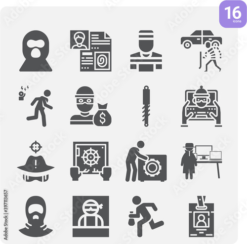 Simple set of theft related filled icons.