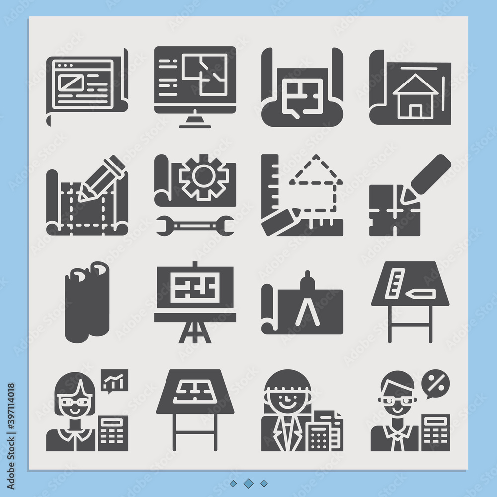 Fototapeta premium Simple set of calculator related filled icons.