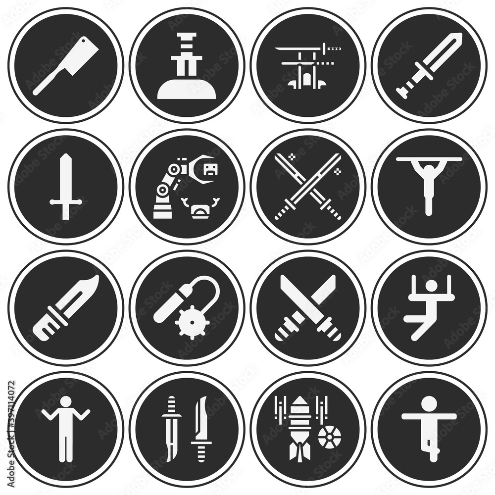 16 pack of weapon system filled web icons set 16 pack of weapon system filled web icons set