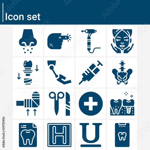 Simple set of surgery related filled icons.