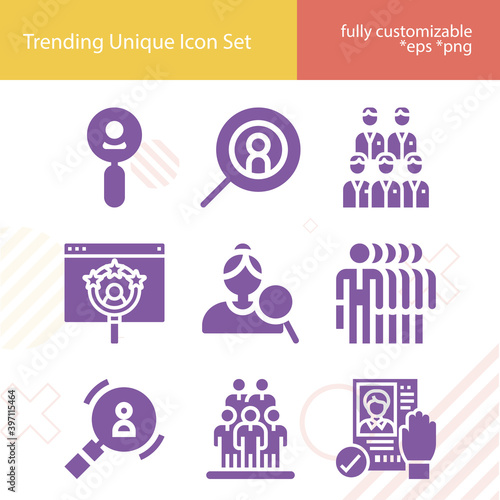 Simple set of recruiting related filled icons.