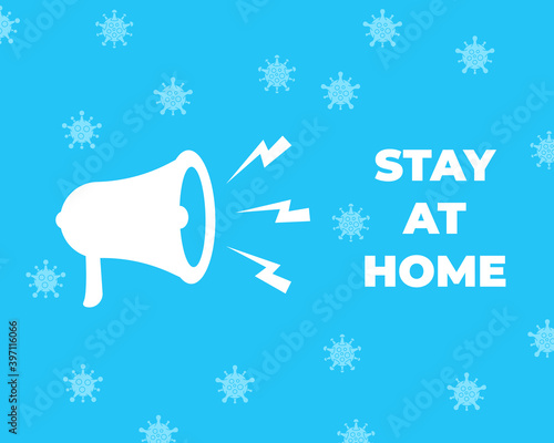 flat design news Massage and announcement. loudspeaker vector. announce Megaphone stay home save lives stay safe from coronavirus outbreak pandemic graphic isolated cartoon illustration
