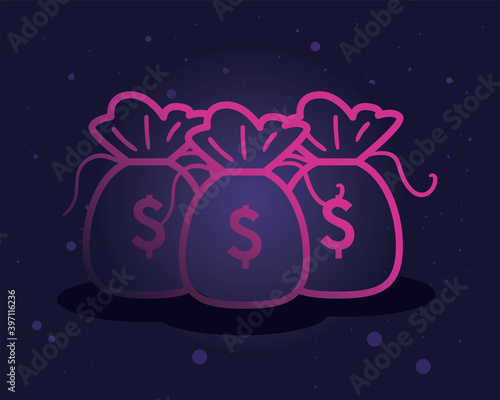 dollar bags gradient style icon vector design