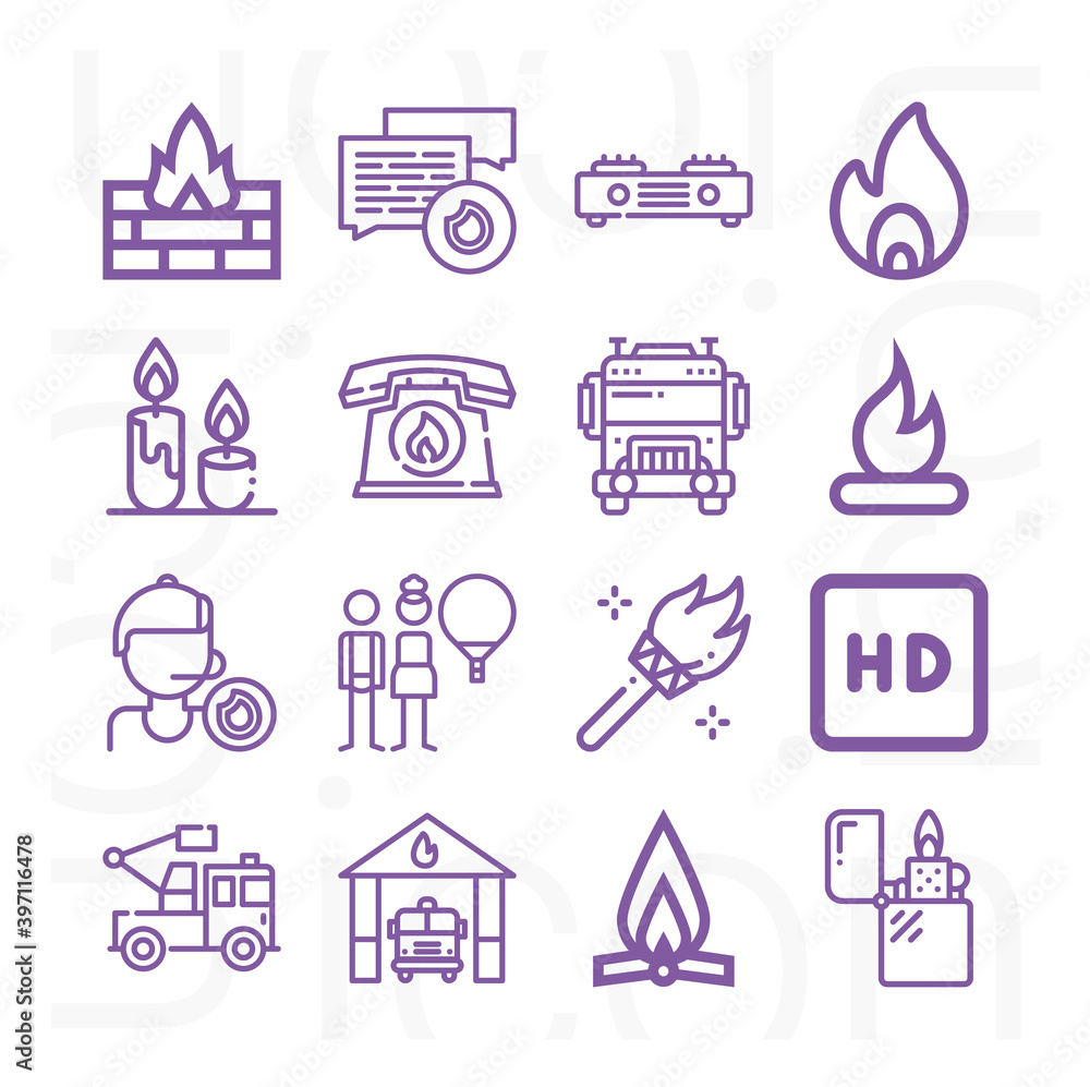 16 pack of burn lineal web icons set 16 pack of burn lineal web icons set