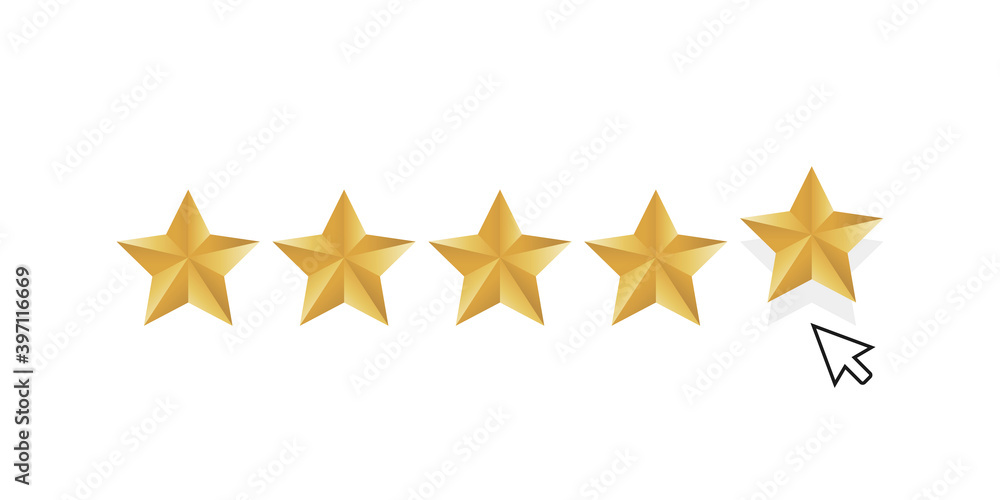 Golden star rating mouse click icon vector illustration Golden star rating mouse click icon vector illustration