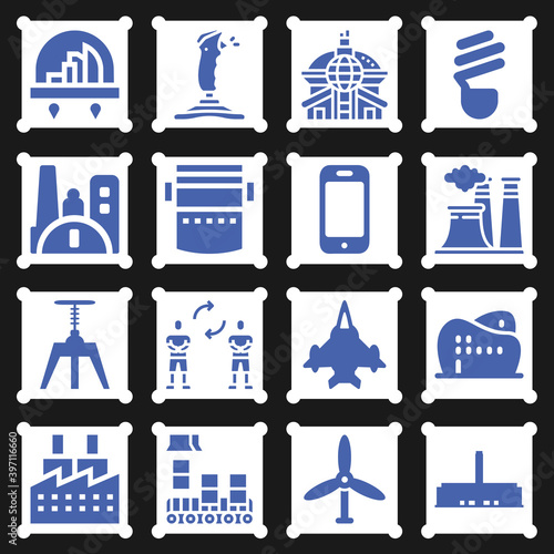 16 pack of industrialization  filled web icons set