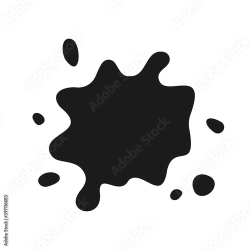 Vector ink splat icon. Paint splash monochrome flat symbol isolated. Spot sign, logo illustration.
