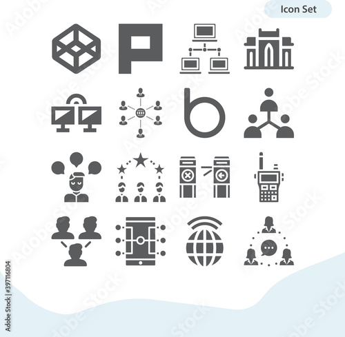 Simple set of protocols related filled icons.