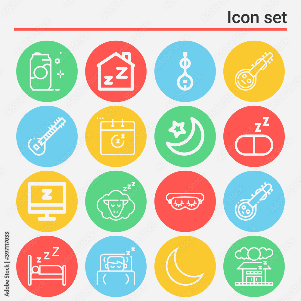 16 pack of rem  lineal web icons set
