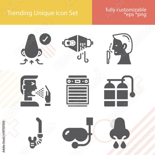 Simple set of nasal related filled icons.
