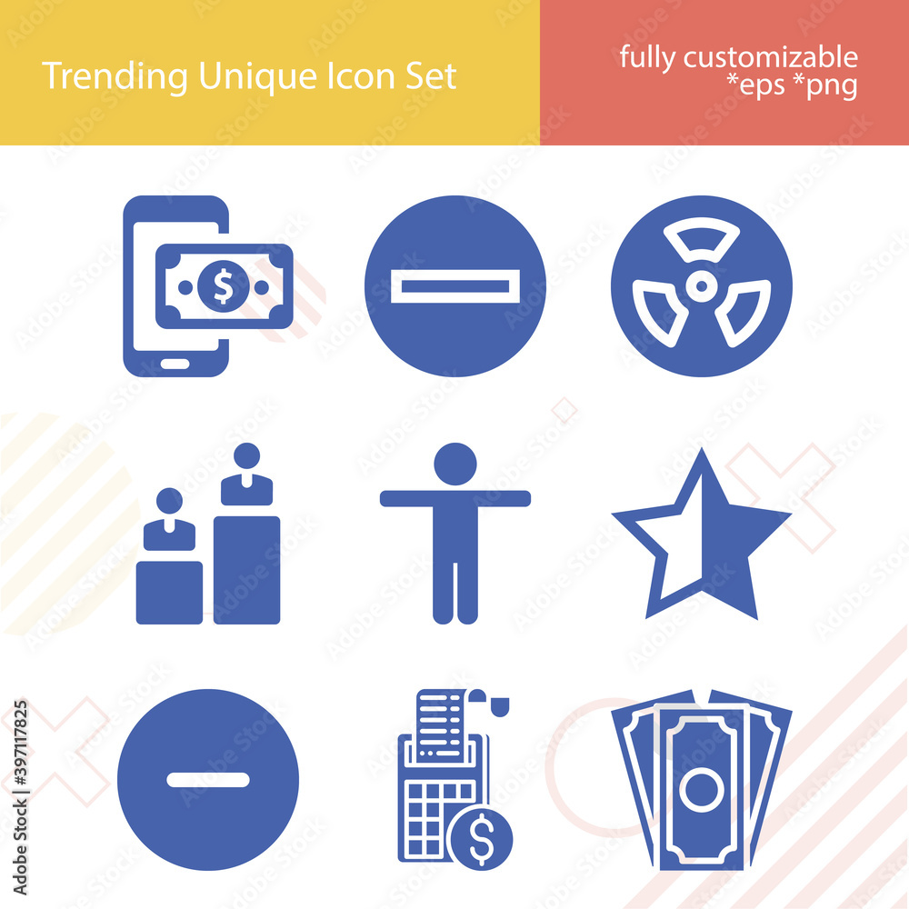 Simple set of veto related filled icons.