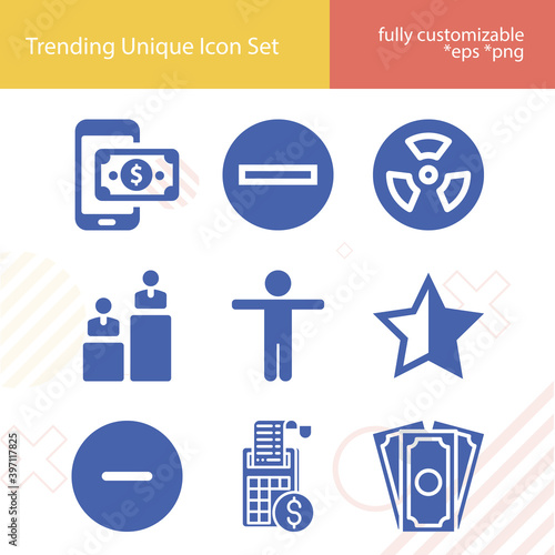 Simple set of veto related filled icons.