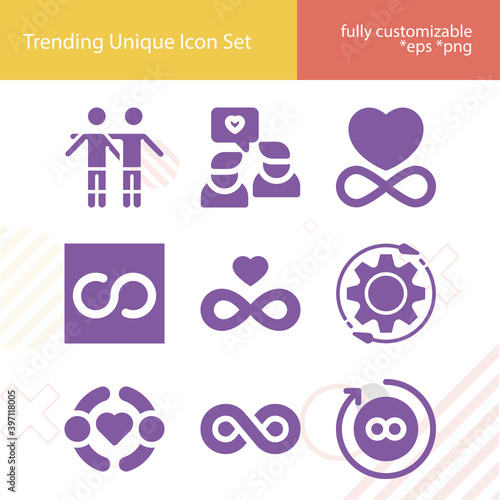 Simple set of forever related filled icons.