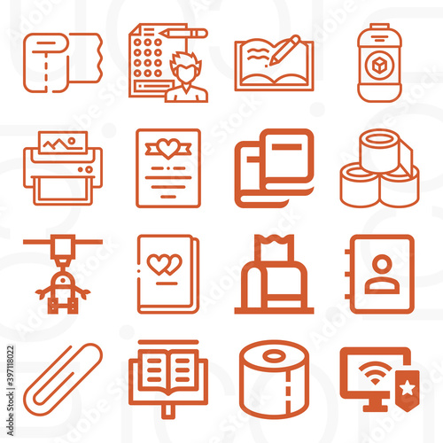 16 pack of publisher  lineal web icons set