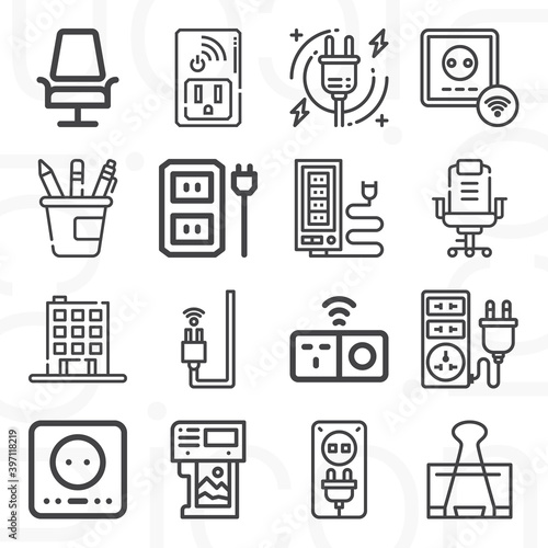 16 pack of business establishment  lineal web icons set