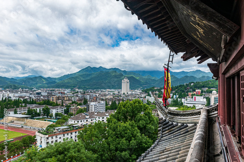 cityscape from on top of a tower, china