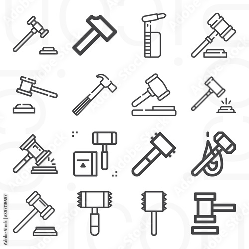 16 pack of piano action  lineal web icons set